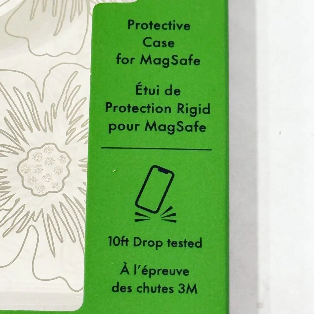 Kate Spade iPhone 15 Pro Max Floral Silver MagSafe Compatible Hard Shell Case